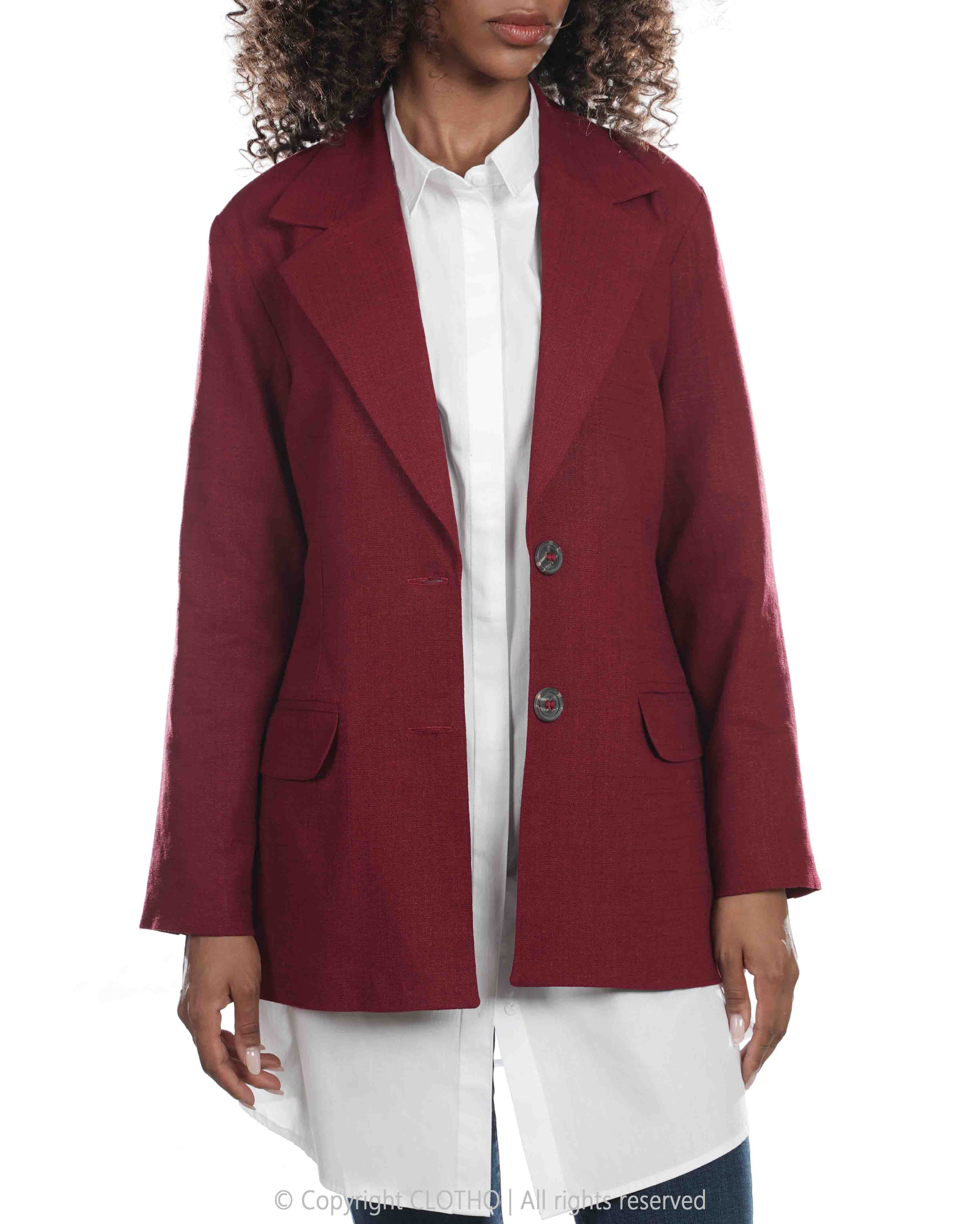 کت BLAZER LINEN - DARK RED