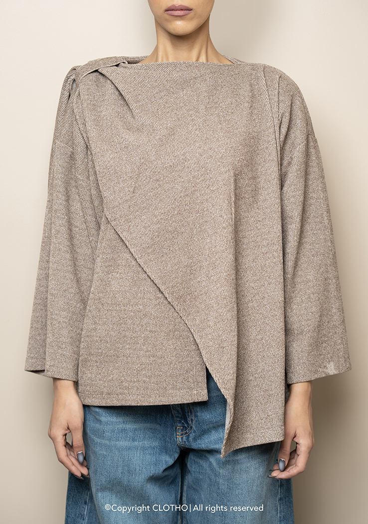 VELVET SHAWL COAT CREAM