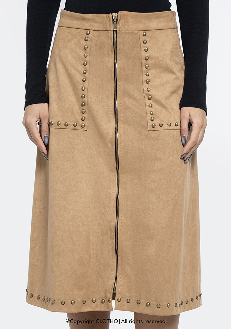 SUEDE SKIRT TAN COLOR