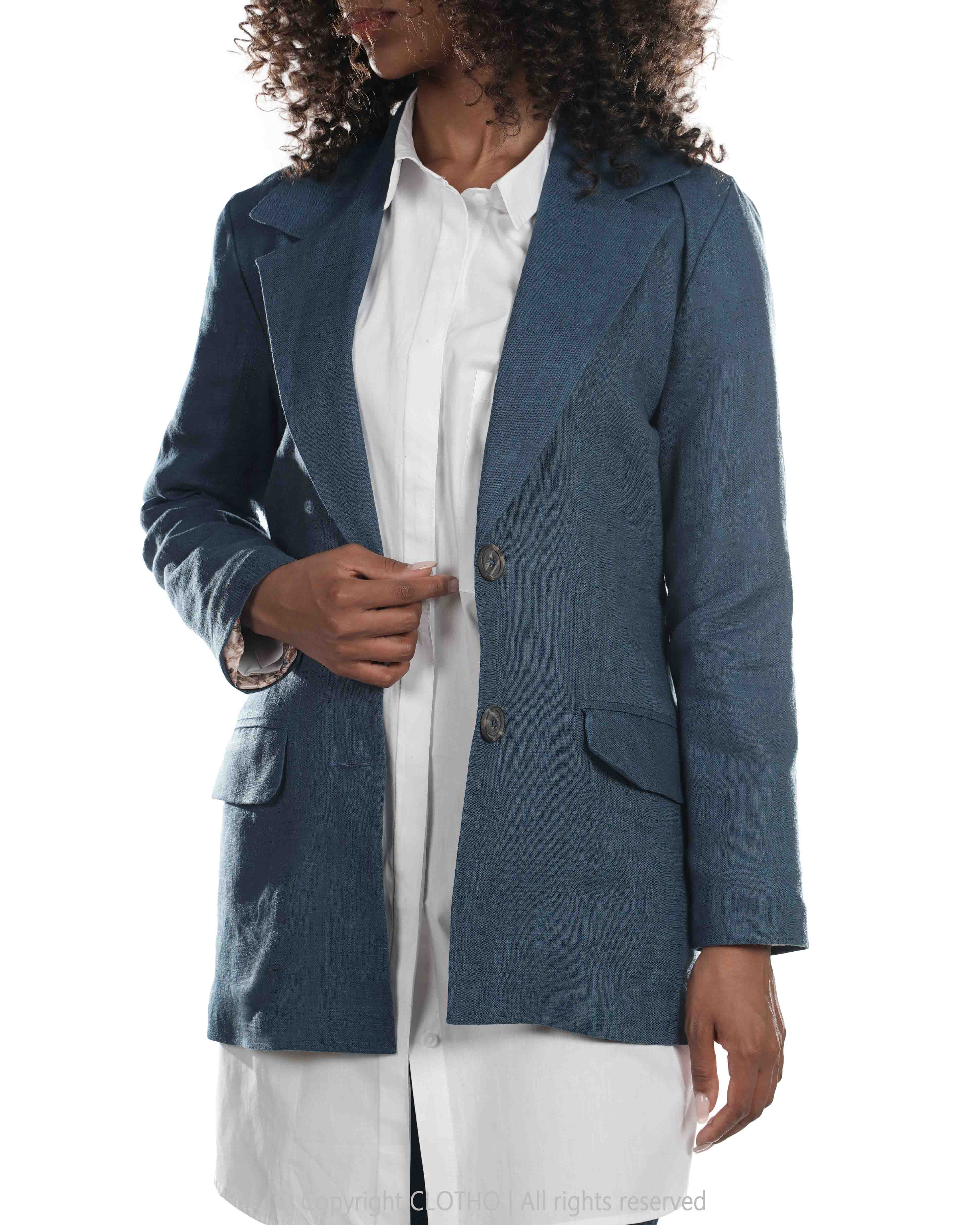 کت BLAZER LINEN - ROYAL BLUE