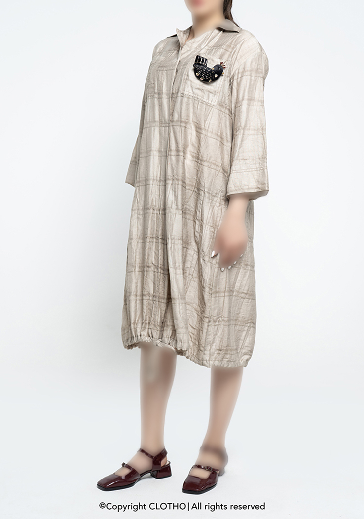 LINEN NATURAL DRESS DR