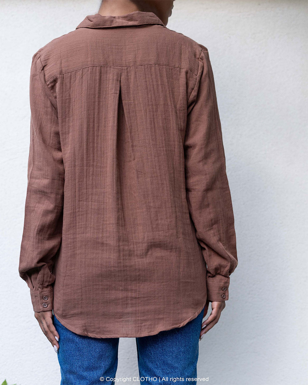 COLORAL SUMMER SHIRT- BRICK COLOR