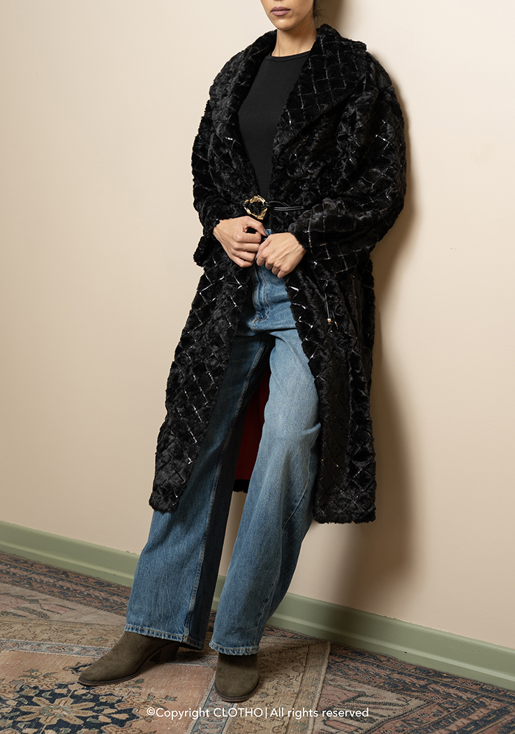 FAUX FUR WINTER COAT BLACK