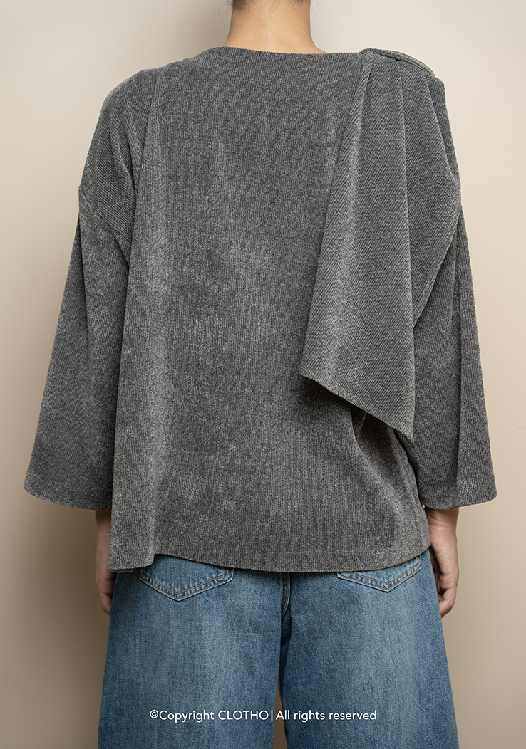 VELVET SHAWL COAT GREY