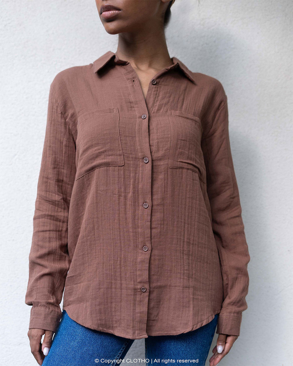 COLORAL SUMMER SHIRT- BRICK COLOR