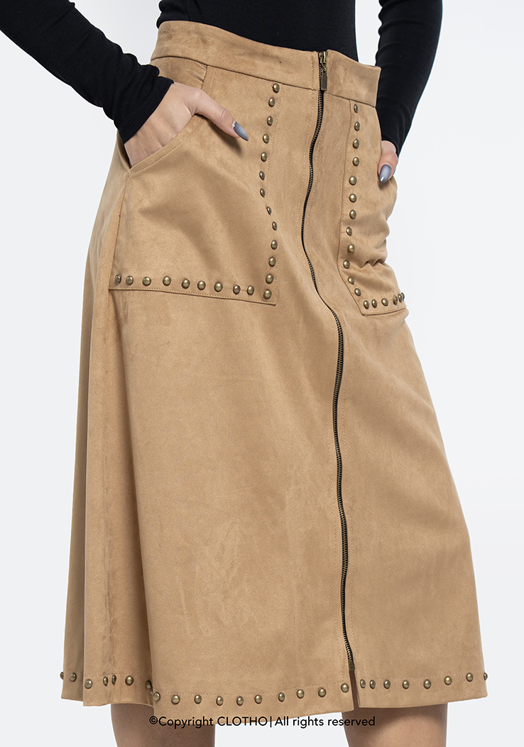 SUEDE SKIRT TAN COLOR