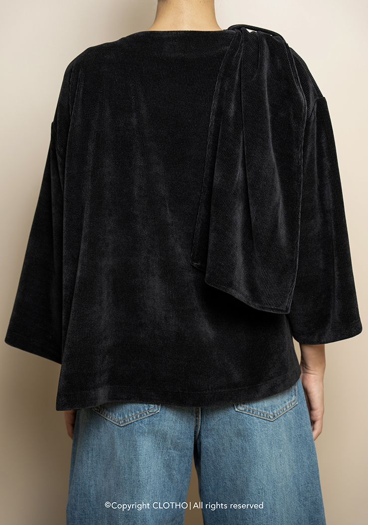 VELVET SHAWL COAT BLACK