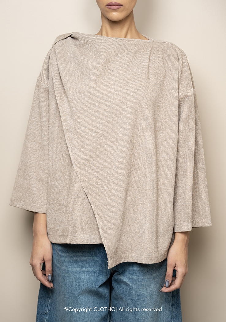 VELVET SHAWL COAT LIGHT CREAM