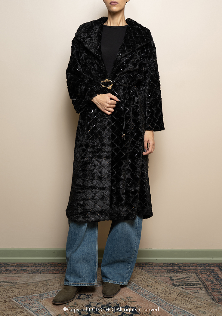 FAUX FUR WINTER COAT BLACK